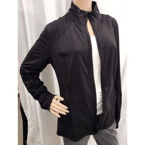 Tek Gear Women's Large Black Dry Tek Full Zip Activewear Jacket w Thumb Holes